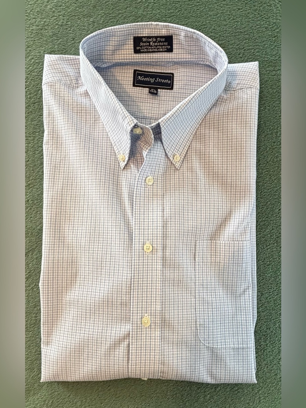 Meeting Street Men's Light Blue Plaid Button-Down Shirt (6481)